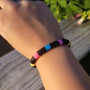 Black & Pastel Clay Bead Bracelet